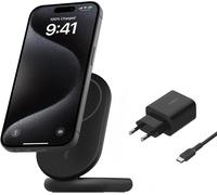 Boostcharge Socle De Recharge Qi2 (Chargeur Pliable, Compatible Magsafe, 15 W, Pour Modèles De L'iphone 16, 15, 14, 13, Chargeur Compatible Standy, Adaptateur Secteur Inclus, Noir)