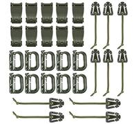 BOOSTEADY Kit of 30 Attachments for Molle Bag Tactical Backpack Vest Belt,D-Ring Grimloc Locking Gear Clip, Web Dominator Elastic Strings, Strap Management Tool Buckle