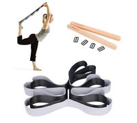 BOOSTEADY Sangle de Yoga Extensible avec 8 Boucles & 2 Bâtons de Massage, Sangle d'Étirement de Yoga Élastique pour Exercice de la Flexibilité & Relaxation Musculaire, Noir