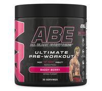 Applied Nutrition ABE - Poudre énergétique pré-entraînement All Black Everything, Performance Physique, Citrulline, Créatine, Bêta Alanine, Caféine, 315g (Baddy Berry)