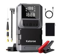 Booster Batterie avec Compresseur, 6000A Démarreur Batterie Voiture, 150PSI Gonfleur de Pneus, 12V Jump Starter, 10L Gaz ou 10L Diesel, Écran LED, Eclairage de Secours
