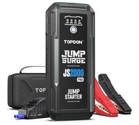 Booster Batterie, TOPDON JS2000Pro Demarreur de Batterie Voiture 2500A/16000mAh Jump Starter pour Moteurs Diesel Jusqu'à 8L et 6L, Charge Rapide USB et Lampe de Poche LED intégrée