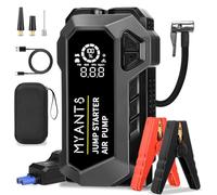 Booster Batterie Voiture 4000A, 12V Booster Batterie avec Compresseur (Jusqu'à 8.0L Diesel ou 10.0L Gaz), Demarreur Batterie Voiture Portable avec Gonfleur 150 PSI, Écran LED, Charge Rapide