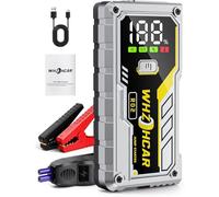 Booster Batterie Voiture 6000A Booster Batterie Moto 12V Démarreur de Voiture (Jusqu'à 8.0L Diesel ou 10.0L Gaz) Jump Starter avec Pinces de Sûreté Intelligentes, LED, Grand Ecran d'affiche