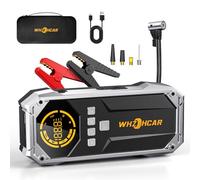 Booster Batterie Voiture 8000A Démarreur de Voiture 12V (Jusqu’à All Essence et 12L Diesel) avec 150PSI Gonfleur Jump Starter avec Pinces de Sûreté Intelligentes, Lumière LED, écran LCD