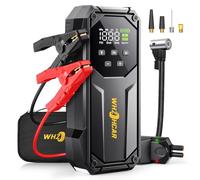 Booster Batterie Voiture 9000A avec Compresseur 160PSI 12V Gonfleur LCD LED | Compatible avec tous les moteurs essence et diesel jusqu'à 12L équipé de pinces de sûreté intelligentes pour démarrage