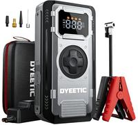 Booster Batterie Voiture avec Compresseur à Air, 6000A 10.5 Bar Gonfleur Pneus Démarreur Batterie Voiture (Tout Gaz / 10L Diesel), 12V Jump Starter avec Câbles de Démarrage, Écran LCD