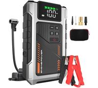 Booster Batterie Voiture avec Gonfleur Puissant 6000A Fonction de Gonflage des Pneus 150PSI Essence 10L Diesel 8.5L Température de décharge -20 ℃ à 70 ℃ (PD-JA2)