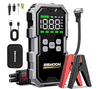 Booster de Démarrage avec Compresseur d'Air, 8000A 150PSI Chargeur de Batterie de Voiture Portable (Tout Essence/10L Diesel) 12V Booster de Démarrage Power Bank avec Câbles de Démarrage, Écran LCD, 2