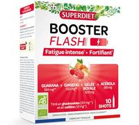 Booster flash-BIO-Fatigue intense, Tonus, coup de fouet, fortifiant- Shots | Cure 10 shots de 15ml - Format voyage - Acérola, Guarana, Ginseng, Gelée Royale - Fabrication Française - Superdiet