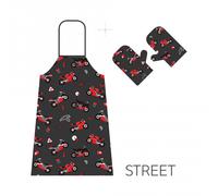 Booster Street Oven Mitt Apron Noir