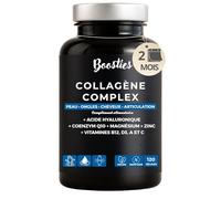 BOOSTIES - Collagene marin hydrolysé + Acide Hyaluronique + Q10 + Magnésium + Zinc + Vitamines A, C, B12, D3 - collagène Breveté - Peau, Cheveux, Ongles & Articulations -120 gélules
