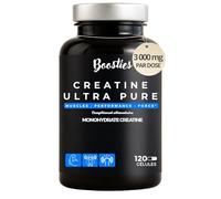 BOOSTIES Créatine Monohydrate Pure 3000mg - 120 Gélules Végétales - Prise de Masse Musculaire, Force & Explosivité - Complément Alimentaire Sport Haute Absorption - Sans Additifs Controversés