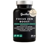 BOOSTIES Focus & Énergie - Ashwagandha KSM-66 + Bacopa + Ginkgo + Rhodiola + Caféine Naturelle + Vitamines B6 & B12 - Concentration, Mémoire, Vitalité - 90 Gélules Vegan