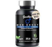 BOOSTIES Men Boost - Pre-Workout Sans Caféine • Tribulus Terrestris, Maca Noire, L-Arginine & L-Citrulline (Oxyde Nitrique) • Zinc & Vitamine B12 • Énergie, Endurance, Vigueur masculin - 120 Gélules
