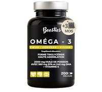 Boosties Oméga 3 Huile de Poisson Sauvage 2000 mg - Forme Triglycéride (TG) Haute Absorption - Riche en EPA & DHA + Vitamine E - Complément Alimentaire Cœur, Cerveau & Vision - 200 Capsules