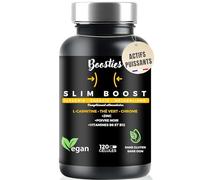 Boosties Slim Boost Minceur - L-Carnitine, Thé Vert, Chrome, Zinc, Vitamines B6 & B12 - Vegan - Support Glycémie, Énergie, Métabolisme, Pré-workout - 120 Gélules