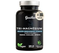 BOOSTIES Tri-Magnésium 3 en 1 - Bisglycinate, Citrate & Malate - Haute Absorption & Tolérance - Vitamine C & B6 - Anti-Fatigue, Stress, Récupération Musculaire - 120 Gélules Végétales