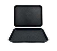 Boot Tray Set - 2 Piece Waterproof Shoe And Pet Feeding Mat | Raised Edge Multi Purpose Floor Protector | Indoor Outdoor Tray For Entryway Kitchen Garage Garden Yard | Holds Shoes Plant Pots Pet Bowls