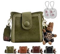 Bootara Sac seau vintage pour femme avec breloque lapin - Sac à bandoulière convertible - Sac fourre-tout de voyage spacieux - Sac à main élégant et minimaliste en cuir, Vert, without Rabbit Doll
