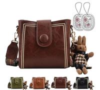 Bootara Sac seau vintage pour femme avec breloque lapin - Sac à bandoulière convertible - Sac fourre-tout de voyage spacieux - Sac à main élégant et minimaliste en cuir, marron, without Rabbit Doll