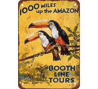 Booth Line Plaque en métal avec reproduction d'aspect vintage Amazon River Tours 20,3 x 30,5 cm