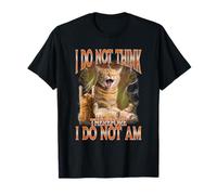 Bootleg Années 90 I Do Not Think Therefore Not Am Chat Orange T-Shirt
