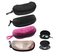 Bootoow Étui à Lunettes Rigide 4 Pcs, Pour Tous Types De Lunettes (Lecture, Sport) Avec Mousqueton - Boîte Universelle (Noir, Rose Rouge, Or, Gris)