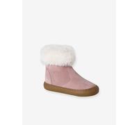 VERTBAUDET Boots bébé fille cuir fourrées et zippées vieux rose 21