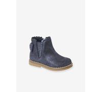 Boots bébé fille cuir zippées marine 22