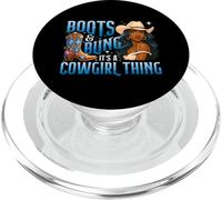 Boots & Bling, C'est Un Truc de Cowgirl - Black Cowgirl Western PopSockets PopGrip pour MagSafe