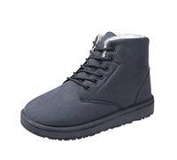 Boots Casual Slipon Lace Round Solid Winter Shoes Toe Boots Thermal Women Boots Up Ankle Snow women's boots Women's Ankle Boots Ladies' Fashion Walking Boots (Grey, 38)