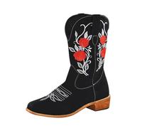 Boots Cowboy pour femme Bottines mollet Bottes hautes tendance originales Boots demi-tige Chelsea Fête Botte talon large Brodé Bottines confortables élégantes sans lacets pour l'hiver et l'automne