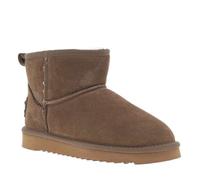 Boots en cuir de vachette beige, fourrées en laine, à semelle plate adhérente 41