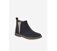 VERTBAUDET Boots enfant fille cuir élastiquées marine 35