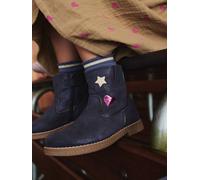 Boots enfant fille cuir zippées marine 24