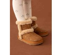 Boots enfant fille fourrées zippées marron 36