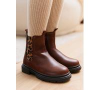 Boots enfant fille synthétique zippées et élastiquées marron 34
