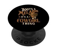 Boots et mélanine, C'est Un Truc de Cowgirl - Black Cowgirl Western PopSockets PopGrip Adhésif