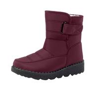Boots Femme Bottes Fourrure Doublure Chaude Imperméable RandonnéE Bottines Semelle AntidéRapant Chaussures Mousse A MéMoire Chaussures D'Hiver (Wine, 45)