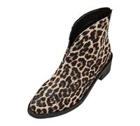 Boots Femme Bout Pointu Couleur Bloqué Motif Léopard Bouche V Mode Bottes Femmes Grande Taille Talon Haut Arrière Fermeture Éclair Imprimé Bottes Courtes, marron, 40 EU