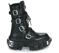 New Rock Bottes Plateforme TANK Power Unisexe Boucles Glissière Noir Metallic Collection Black Boots M.WALL373-S3, Noir , 39 EU