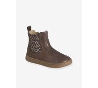 Boots fille cuir zippées bronze 24