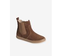 Boots fille cuir zippées camel 25