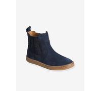 Boots fille cuir zippées marine 25
