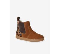 Boots fille cuir zippées marron 26