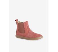 Boots fille cuir zippées vieux rose 30