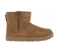 Boots fourrées en cuir UGG® marron pour femme - Talon plat - Fermeture zippée - Hauteur de tige moyenne 41