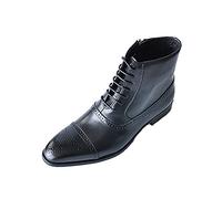 Boots Homme Cuir Mode A Lacets Automne Hiver Fermeture À Glissière Latérale Vintage Hautes Chaussure De Ville,Noir,39 EU