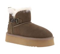 Boots - Mustang - Taupe - Cuir - Semelle beige - Talon compensé 4 cm 39
